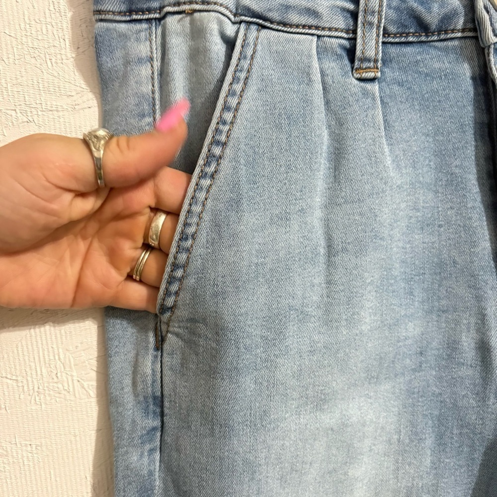 Ashley Mason Light Blue Denim Jeans Paperbag High Rise Skinny Raw Hem Sz 7 - Picture 9 of 14